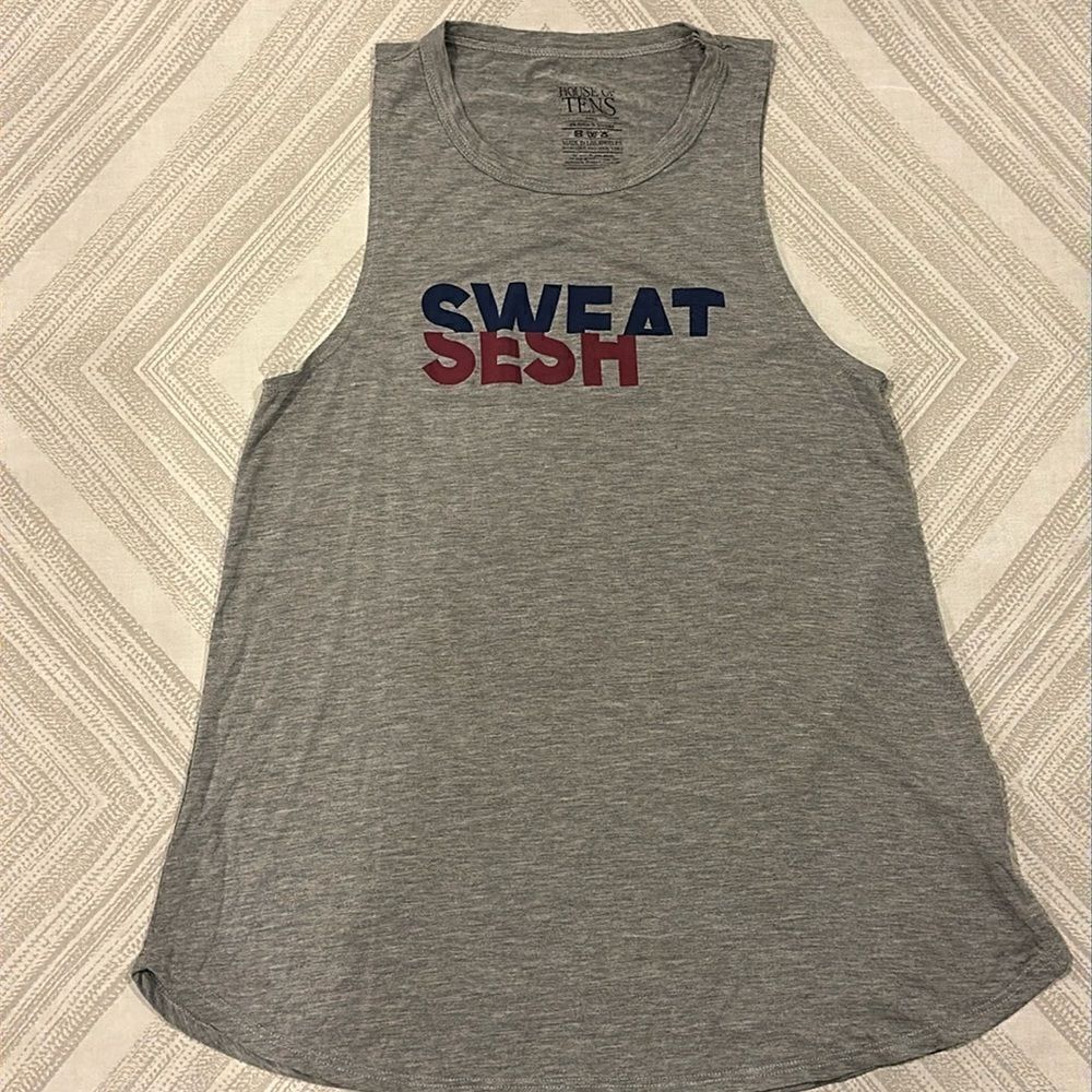 House of Tens Women’s “Sweat Sesh’ Grey Tank Top, Size S